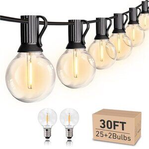 Led String Lights Outdoor 30ft Patio Lights Waterproof with 27 G40 Shatterproof